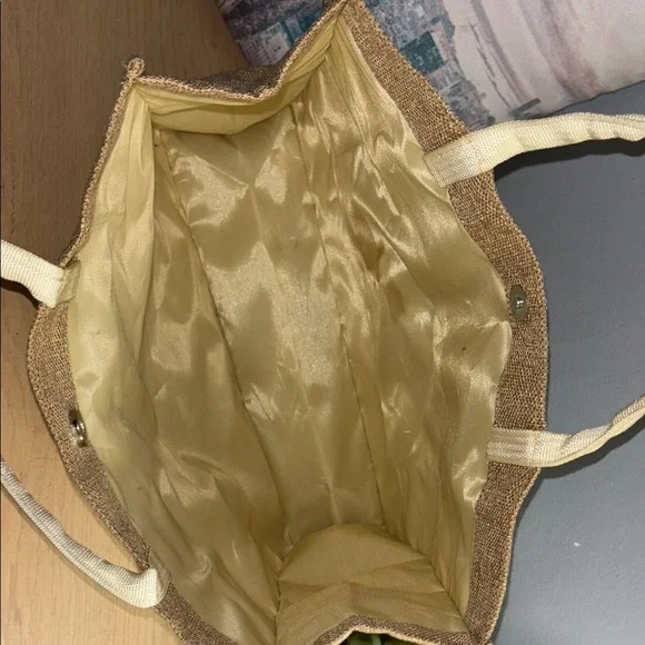 Chic Brown Beach Tote with Palm Print - Picture 8 of 11